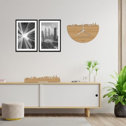 Skyline Klok Alkmaar Bamboe houten cadeau wanddecoratie relatiegeschenk van WoodWideCities