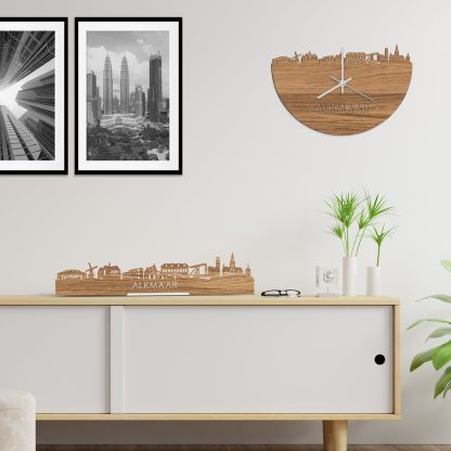 Skyline Klok Alkmaar Eiken houten cadeau wanddecoratie relatiegeschenk van WoodWideCities