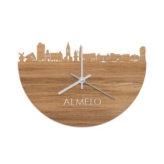 Skyline Klok Almelo Eiken houten cadeau wanddecoratie relatiegeschenk van WoodWideCities