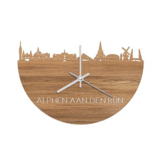 Skyline Klok Alphen aan den Rijn Eiken houten cadeau wanddecoratie relatiegeschenk van WoodWideCities