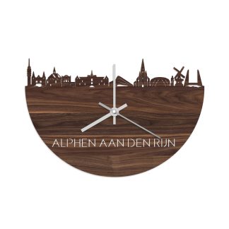 Skyline Klok Alphen aan den Rijn Noten houten cadeau wanddecoratie relatiegeschenk van WoodWideCities