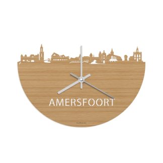 Skyline Klok Amersfoort Bamboe houten cadeau wanddecoratie relatiegeschenk van WoodWideCities