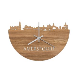 Skyline Klok Amersfoort Eiken houten cadeau wanddecoratie relatiegeschenk van WoodWideCities