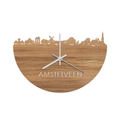 Skyline Klok Amstelveen Eiken houten cadeau decoratie relatiegeschenk van WoodWideCities