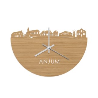 Skyline Klok Anjum Bamboe houten cadeau wanddecoratie relatiegeschenk van WoodWideCities