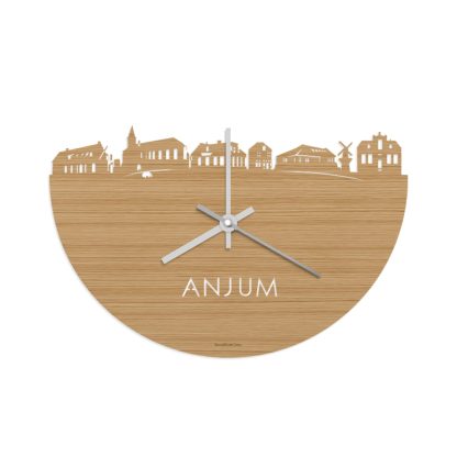 Skyline Klok Anjum Bamboe houten cadeau wanddecoratie relatiegeschenk van WoodWideCities