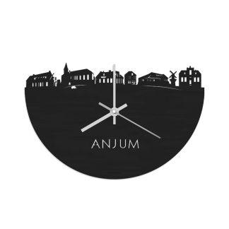 Skyline Klok Anjum Black Zwart houten cadeau wanddecoratie relatiegeschenk van WoodWideCities