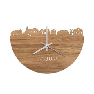 Skyline Klok Anjum Eiken houten cadeau wanddecoratie relatiegeschenk van WoodWideCities