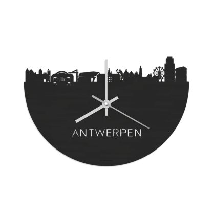 Skyline Klok Antwerpen Black houten cadeau wanddecoratie relatiegeschenk van WoodWideCities