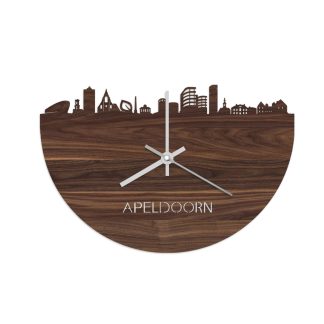 Skyline Klok Apeldoorn Noten houten cadeau wanddecoratie relatiegeschenk van WoodWideCities