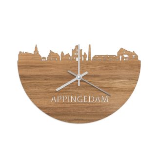 Skyline Klok Appingedam Eiken houten cadeau wanddecoratie relatiegeschenk van WoodWideCities