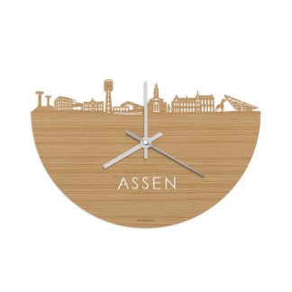 Skyline Klok Assen Bamboe houten cadeau wanddecoratie relatiegeschenk van WoodWideCities