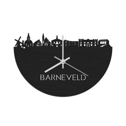 Skyline Klok Barneveld Black Zwart houten cadeau wanddecoratie relatiegeschenk van WoodWideCities