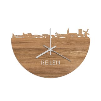 Skyline Klok Beilen Eiken houten cadeau wanddecoratie relatiegeschenk van WoodWideCities