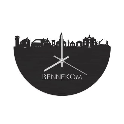 Skyline Klok Bennekom Black Zwart houten cadeau decoratie relatiegeschenk van WoodWideCities