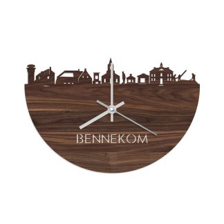 Skyline Klok Bennekom Noten houten cadeau decoratie relatiegeschenk van WoodWideCities