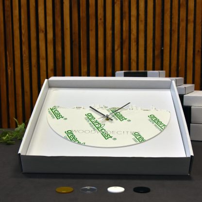 Skyline Klok Bennekom Zwart glanzend gerecycled kunststof cadeau decoratie relatiegeschenk van WoodWideCities