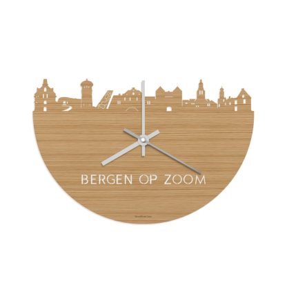 Skyline Klok Bergen op Zoom Bamboe Bamboe  houten cadeau wanddecoratie relatiegeschenk van WoodWideCities