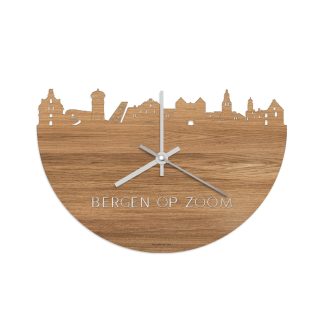 Skyline Klok Bergen op Zoom Eiken Eiken  houten cadeau wanddecoratie relatiegeschenk van WoodWideCities