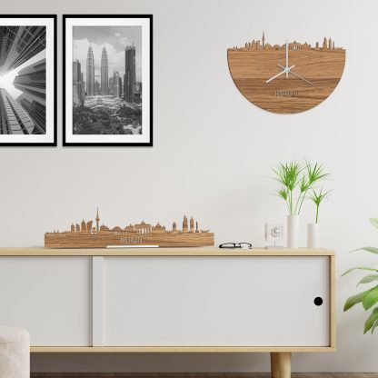 Skyline Klok Berlijn Eiken houten cadeau wanddecoratie relatiegeschenk van WoodWideCities