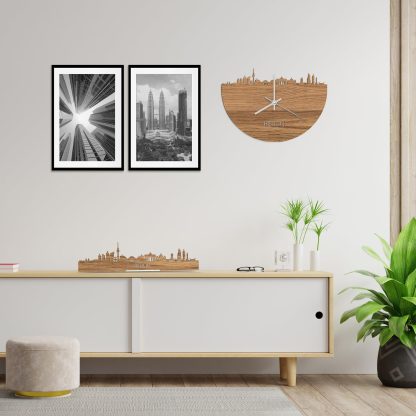 Skyline Klok Berlijn Eiken houten cadeau wanddecoratie relatiegeschenk van WoodWideCities