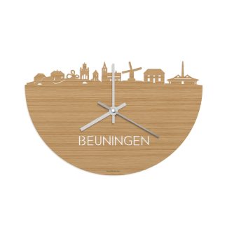 Skyline Klok Beuningen Bamboe houten cadeau wanddecoratie relatiegeschenk van WoodWideCities