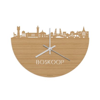 Skyline Klok Boskoop Bamboe houten cadeau wanddecoratie relatiegeschenk van WoodWideCities