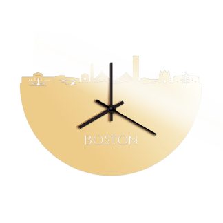 Skyline Klok Boston Metallic Goud gerecycled kunststof cadeau decoratie relatiegeschenk van WoodWideCities