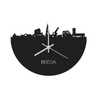 Skyline Klok Breda Black Zwart  houten cadeau wanddecoratie relatiegeschenk van WoodWideCities