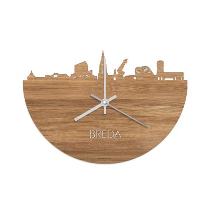 Skyline Klok Breda Eiken Eiken  houten cadeau wanddecoratie relatiegeschenk van WoodWideCities