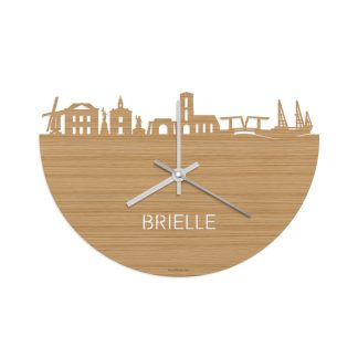 Skyline Klok Brielle Bamboe houten cadeau wanddecoratie relatiegeschenk van WoodWideCities