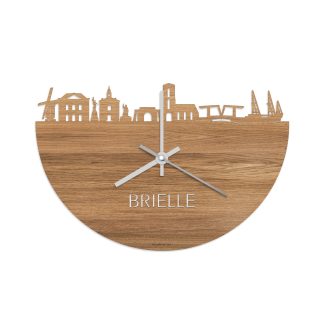 Skyline Klok Brielle Eiken houten cadeau wanddecoratie relatiegeschenk van WoodWideCities