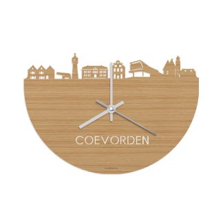 Skyline Klok Coevorden Bamboe Bamboe  houten cadeau wanddecoratie relatiegeschenk van WoodWideCities