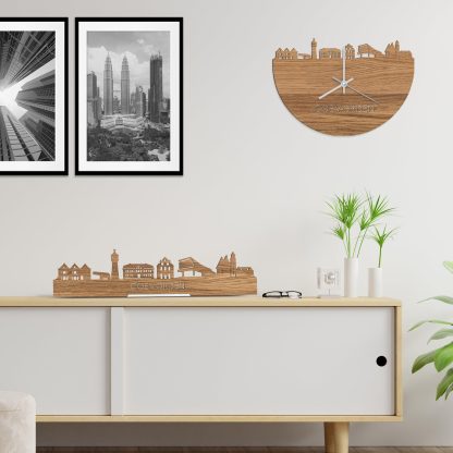 Skyline Klok Coevorden Eiken houten cadeau wanddecoratie relatiegeschenk van WoodWideCities