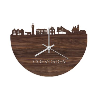 Skyline Klok Coevorden Noten Noten  houten cadeau wanddecoratie relatiegeschenk van WoodWideCities