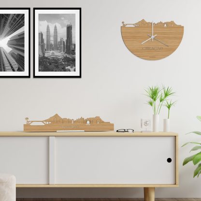 Skyline Klok Curaçao Bamboe houten cadeau wanddecoratie relatiegeschenk van WoodWideCities