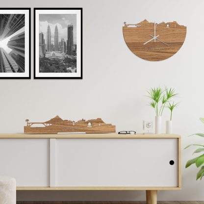 Skyline Klok Curaçao Eiken houten cadeau wanddecoratie relatiegeschenk van WoodWideCities