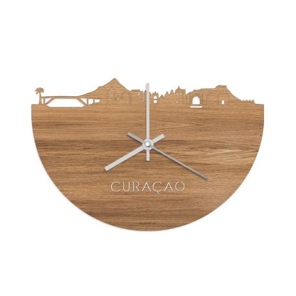 Skyline Klok Curaçao Eiken houten cadeau wanddecoratie relatiegeschenk van WoodWideCities