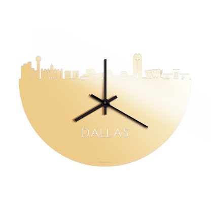 Skyline Klok Dallas Metallic Goud gerecycled kunststof cadeau decoratie relatiegeschenk van WoodWideCities