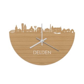 Skyline Klok Delden Bamboe houten cadeau wanddecoratie relatiegeschenk van WoodWideCities