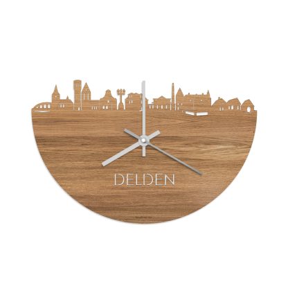 Skyline Klok Delden Eiken houten cadeau wanddecoratie relatiegeschenk van WoodWideCities