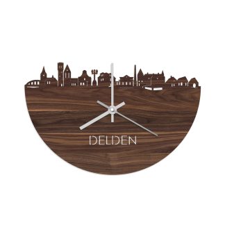 Skyline Klok Delden Noten houten cadeau wanddecoratie relatiegeschenk van WoodWideCities