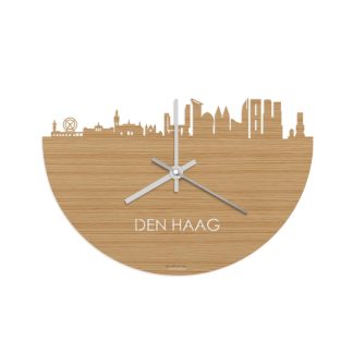 Skyline Klok Den Haag Bamboe Bamboe  houten cadeau wanddecoratie relatiegeschenk van WoodWideCities