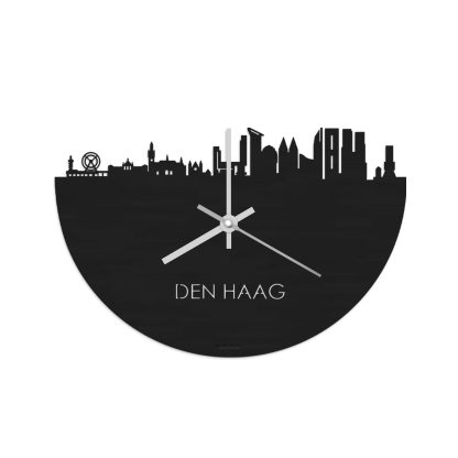 Skyline Klok Den Haag Black houten cadeau wanddecoratie relatiegeschenk van WoodWideCities