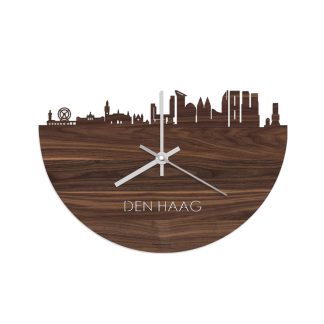 Skyline Klok Den Haag Noten houten cadeau wanddecoratie relatiegeschenk van WoodWideCities