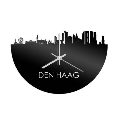 Skyline Klok Den Haag Zwart Glanzend houten cadeau wanddecoratie relatiegeschenk van WoodWideCities