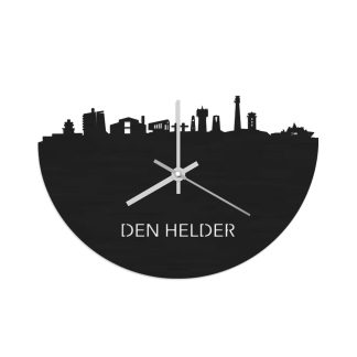 Skyline Klok Den Helder Black Zwart  houten cadeau wanddecoratie relatiegeschenk van WoodWideCities