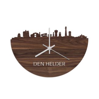 Skyline Klok Den Helder Noten Noten  houten cadeau wanddecoratie relatiegeschenk van WoodWideCities