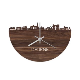 Skyline Klok Deurne Noten houten cadeau decoratie relatiegeschenk van WoodWideCities