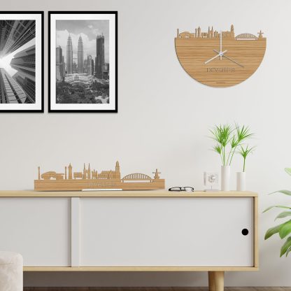 Skyline Klok Deventer Bamboe houten cadeau wanddecoratie relatiegeschenk van WoodWideCities